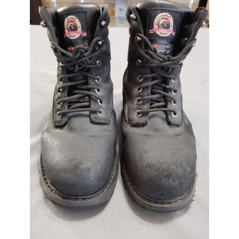 Brahma Bravo Men 11W Black Leather Steel Toe Work Hiking‎ Biker Western Boots**